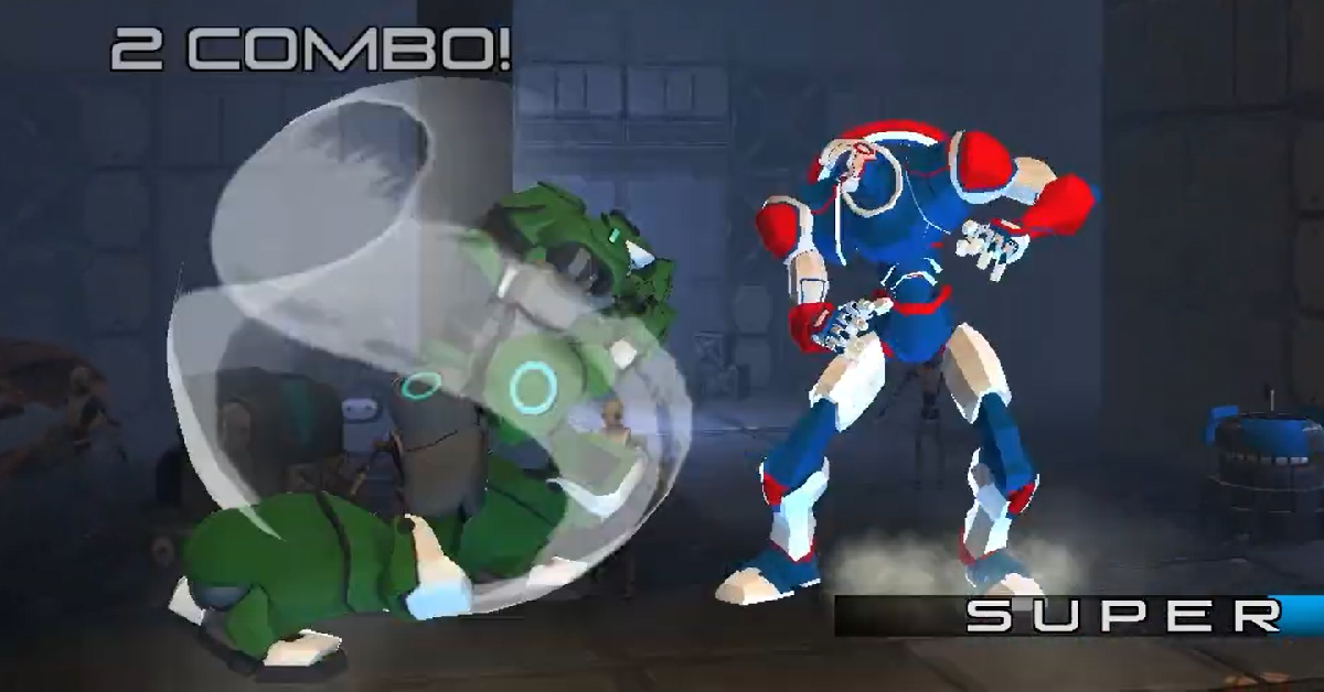 Prototype fighting game image showing mechanic iteration using placeholder assets